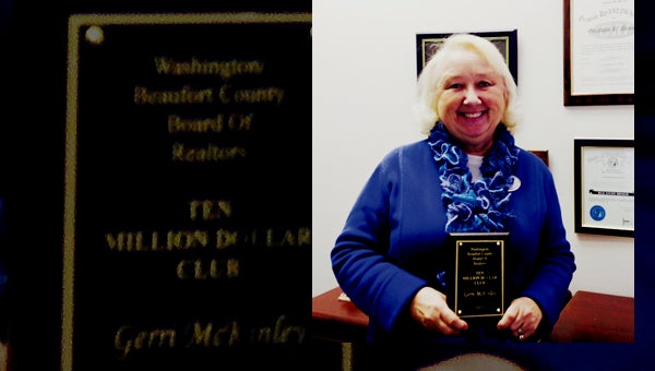 COLDWELL BANKER | CONTRIBUTED   SHE SELLS: Gerri McKinley displays her 10 Million Dollar Production Award.