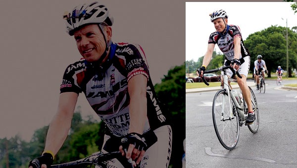 KIRK HARRIS | CONTRIBUTED SETTING GOALS: Dr. Kirk Harris, an optometrist with Doctors Vision Center in Washington, a part of the MyEyeDoctor network, rides in last year’s NC Tour de Cure, placing in the top six cyclists for individual fundraising. 