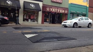 LINDY ZAMORA | CONTRIBUTED SPEED BUMPS: Washington City Council is considering moveable speed bumps like these installed on several Uptown streets in Greenville. 