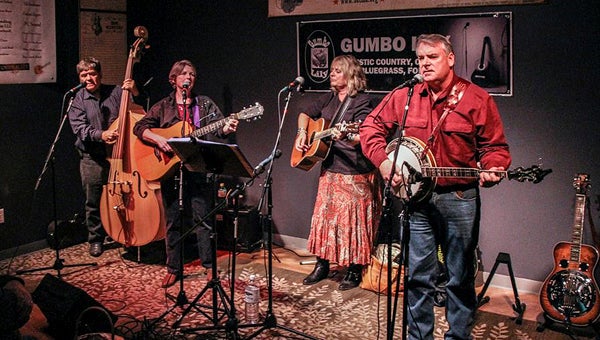GUMBO LILY | CONTRIBUTED  LOWLANDS TO BADLANDS: Gumbo Lily, featuring (left to right) Rex Hawkins, Rebecca Marks, Pegie Douglas and Bobby Chandler, will perform in the Turnage Theater gallery Saturday night.  