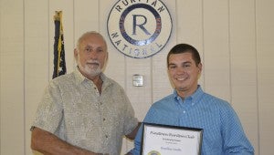 PINETOWN RURITAN CLUB OFF TO COLLEGE: On Aug. 6, the Pinetown Ruritan Club presented a $500 scholarship to Bradley Smith. Bradley is a 2015 graduate of Washington High School and plans to attend Pitt Community College in the fall. 