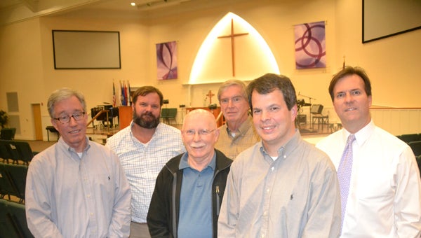 JONATHAN ROWE | DAILY NEWS MEN OF FAITH: A core group of Washington men have come together to coordinate the inaugural Washington Men’s Conference this spring. Pictured (left to right) are Will Page, Matt Carr, Harry Wheaton, Dick Turner, Jonathan Jones and Seth Edwards, members of the conference planning committee. 